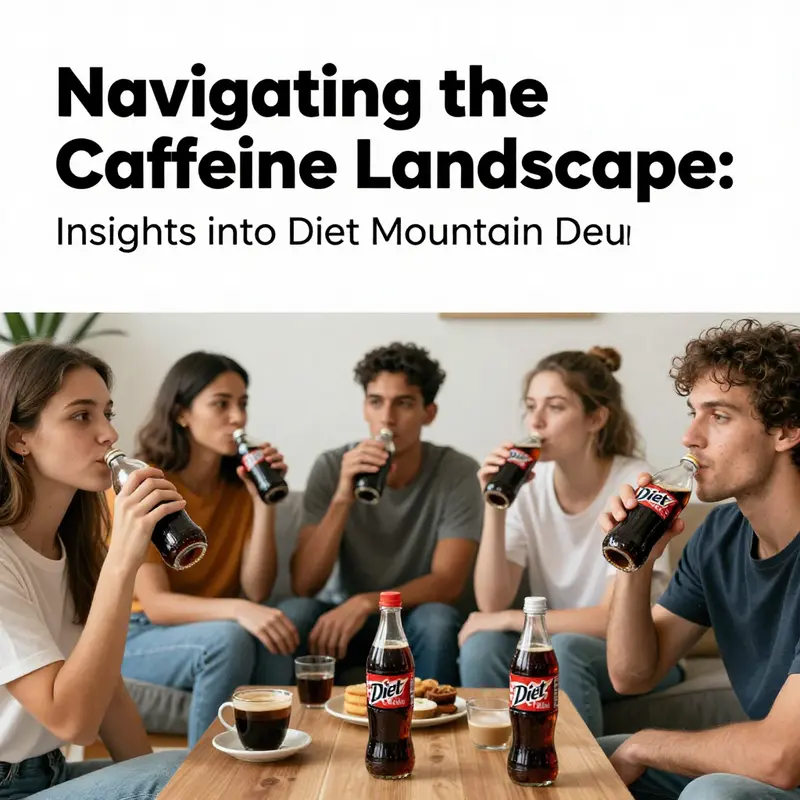 Diet Mountain Dew, prominently displaying its caffeine content of 54mg per 12oz can.