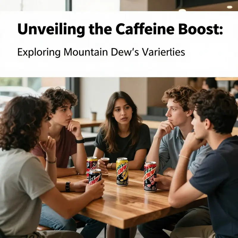 Comparison of caffeine content in various Mountain Dew products.