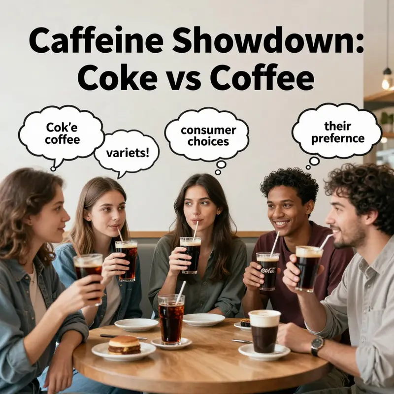 A direct comparison of caffeine content in Coke and coffee, visually displaying the substantial differences.