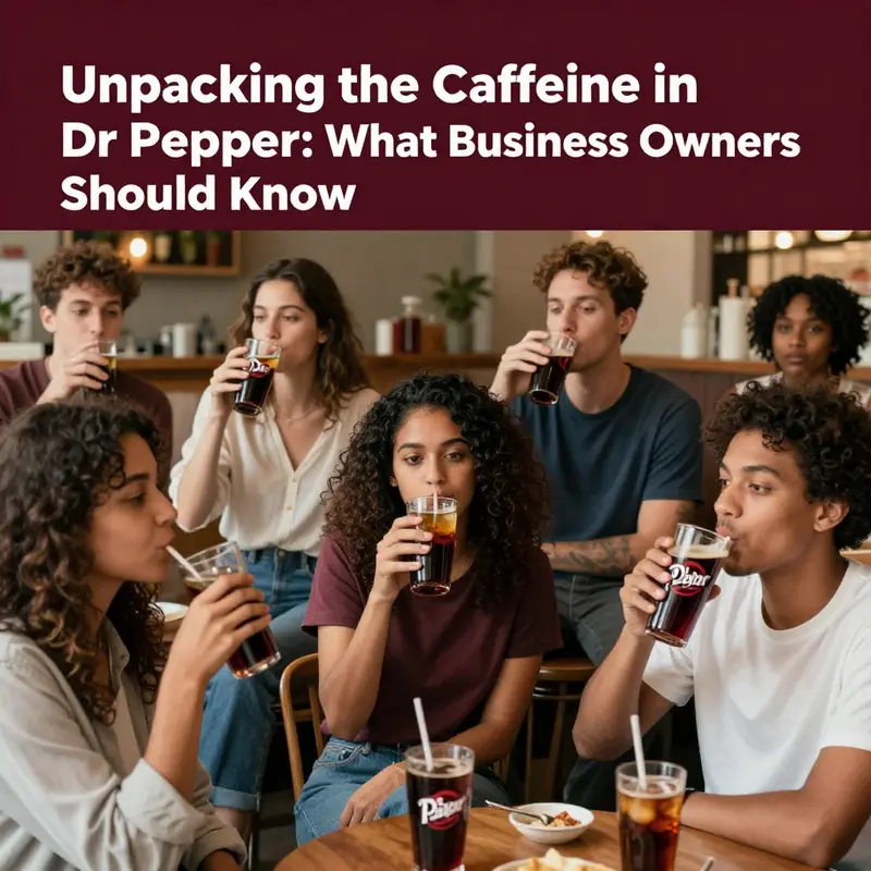 Illustration of Dr Pepper can highlighting its caffeine content.