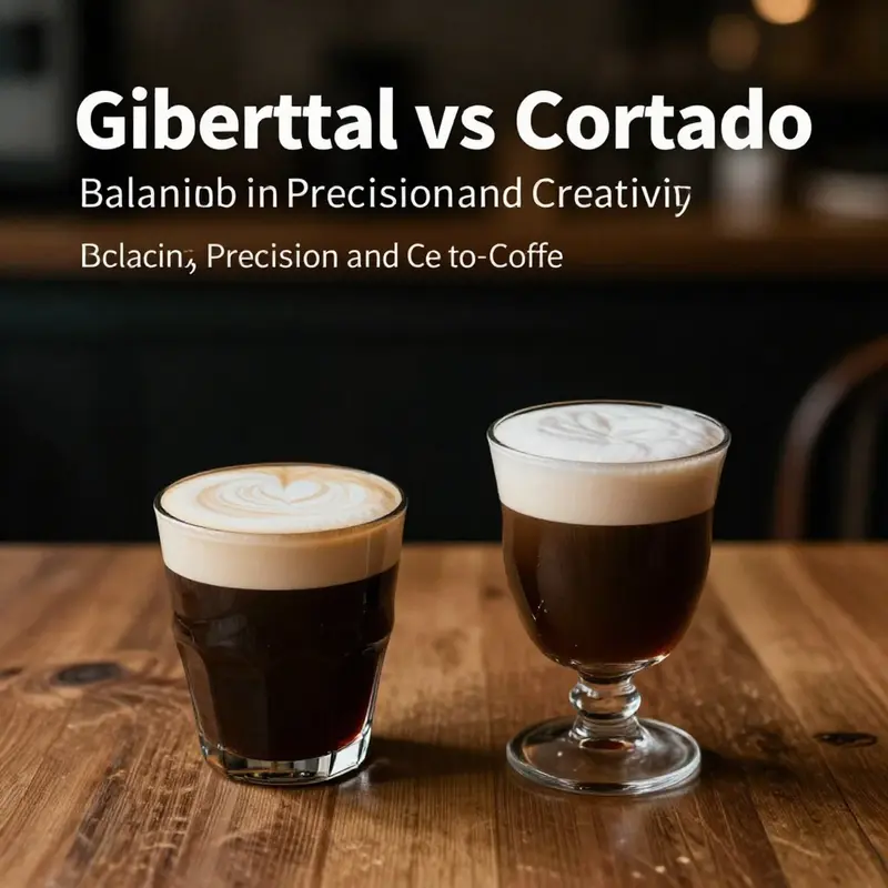 A visual comparison of Cortado and Gibraltar, highlighting their distinct definitions and serving styles.