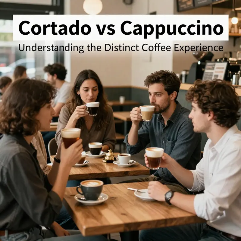 A visual comparison of Cortado and Cappuccino, showcasing their unique origins and sizes.