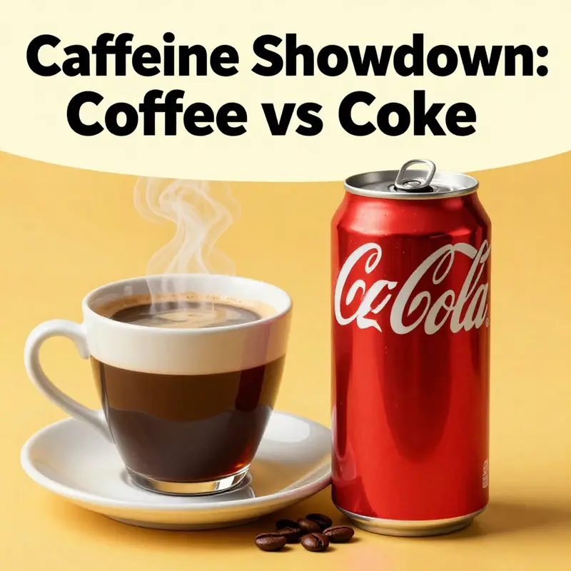 An engaging cover image showing coffee and Coke, symbolizing the comparison of their caffeine content.