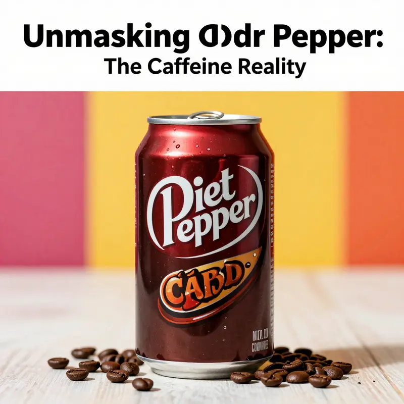 A can of Diet Dr Pepper prominently displayed, highlighting its caffeine content against an inviting background.
