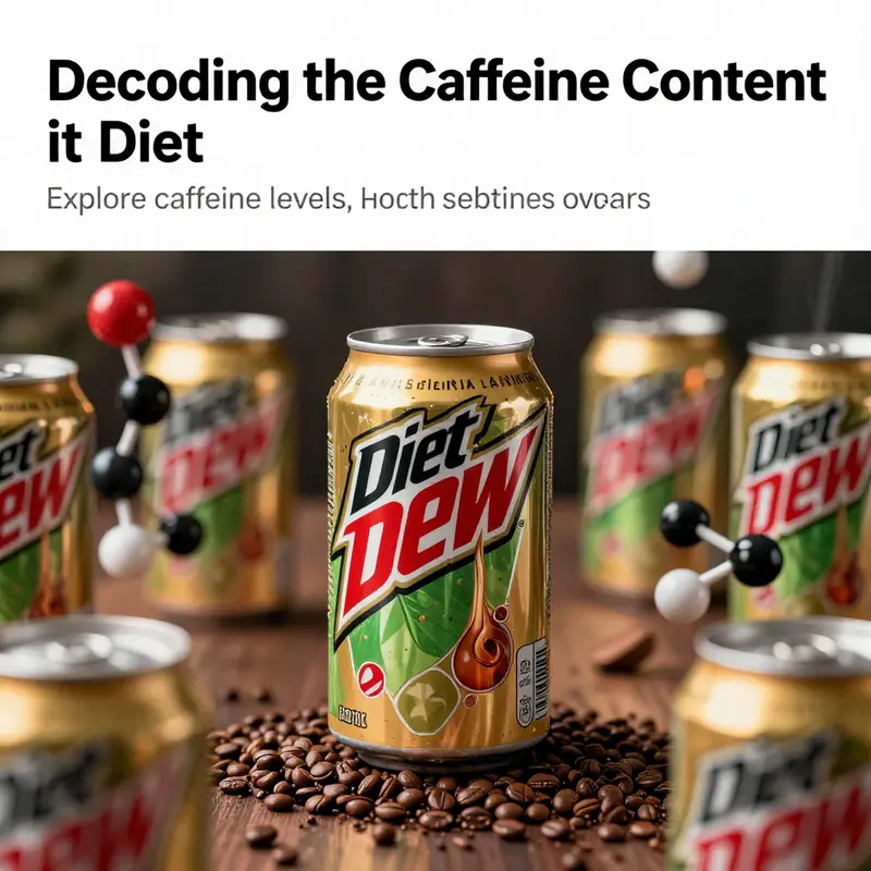 A vibrant cover image displaying Diet Mountain Dew cans with caffeine molecule graphics.