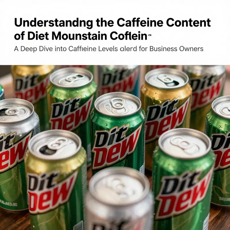 Arrangement of Diet Mountain Dew cans showcasing its caffeine content.