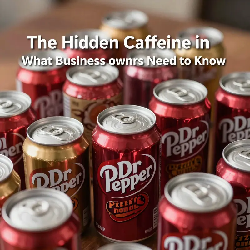 Table view of various soft drink cans with Dr Pepper prominently displayed.