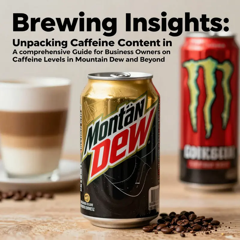 A can of Mountain Dew with various other beverages in soft focus in the background.