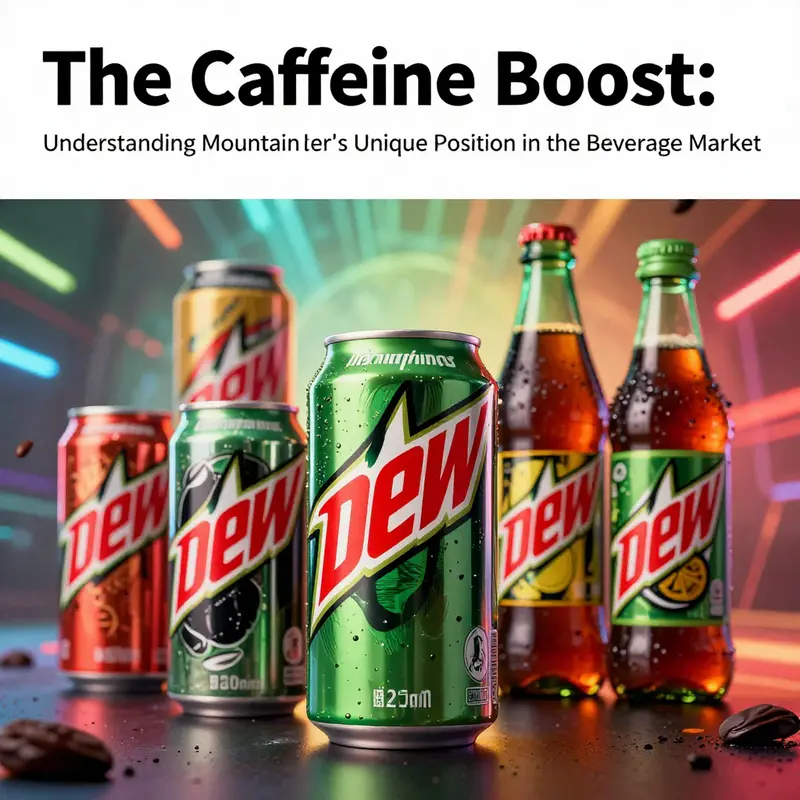 A montage of various Mountain Dew products set against an energetic backdrop.