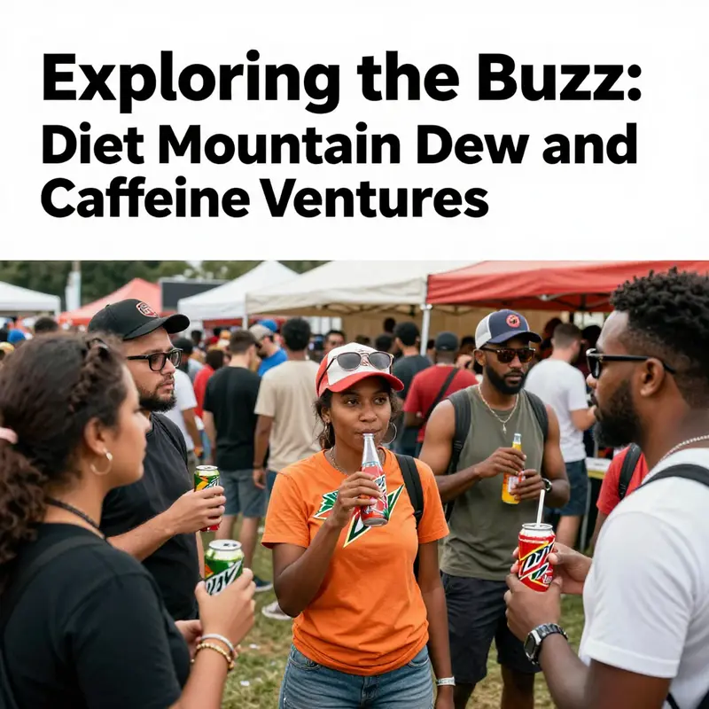 An infographic illustrating Diet Mountain Dew’s caffeine levels alongside competing beverages.