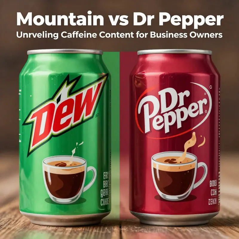 Caffeine content comparison between Mountain Dew and Dr Pepper displayed visually.