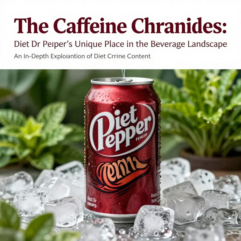 A chilled can of Diet Dr Pepper surrounded by ice and greenery.
