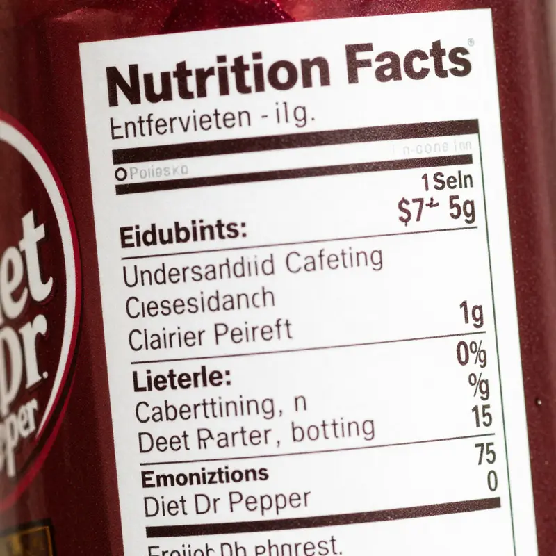 Highlighting the caffeine content in Diet Dr Pepper, crucial for health-conscious consumers.