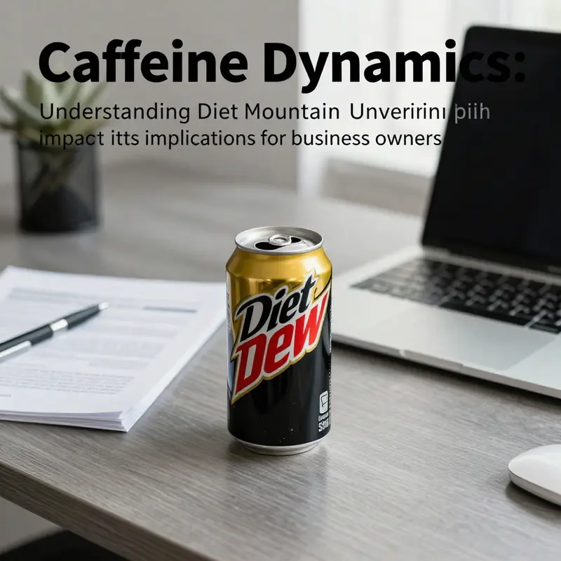 A workspace scene with a can of Diet Mountain Dew, highlighting beverage choices in the business context.