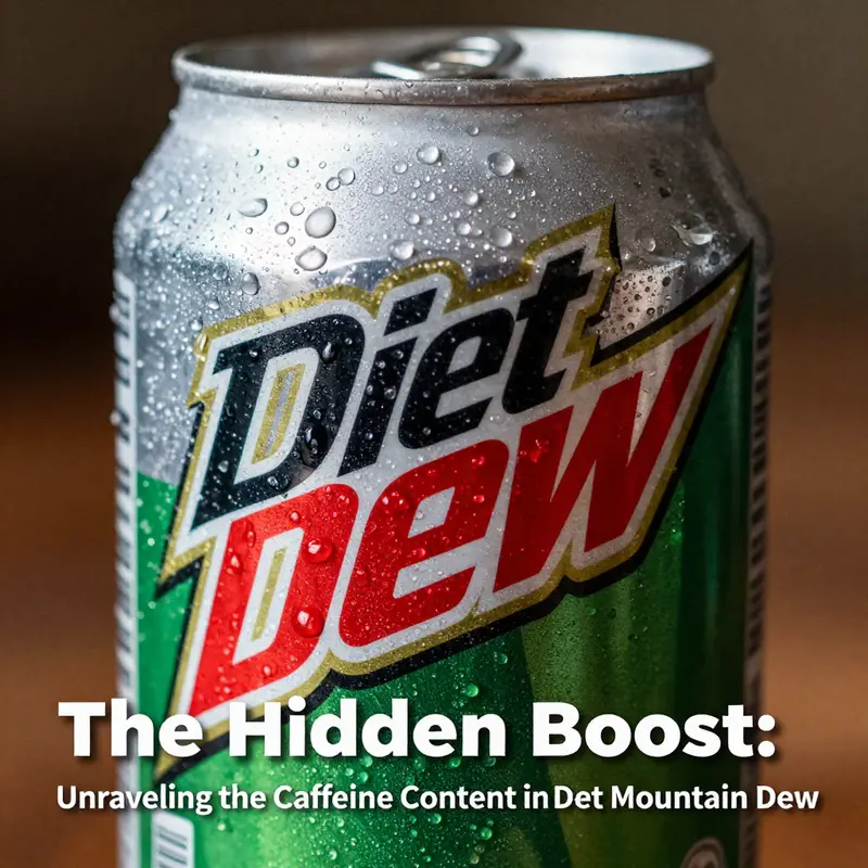 A detailed look at a Diet Mountain Dew can showcasing its caffeine content.