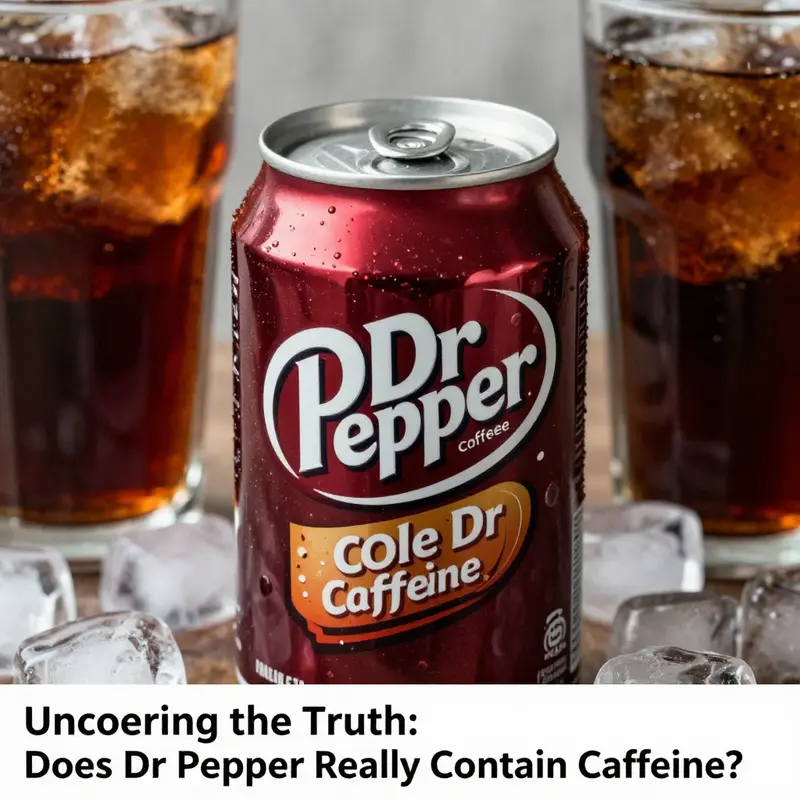 A can of Dr Pepper featuring prominent caffeine content labeling.