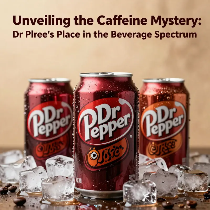 A can of Dr Pepper surrounded by ice, displaying its refreshing appeal and caffeine content visually.