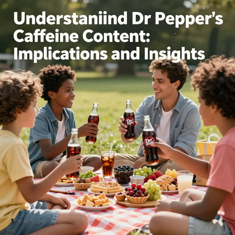 A cheerful family gathered at a picnic, enjoying Dr Pepper among various food items, representing its cultural importance.