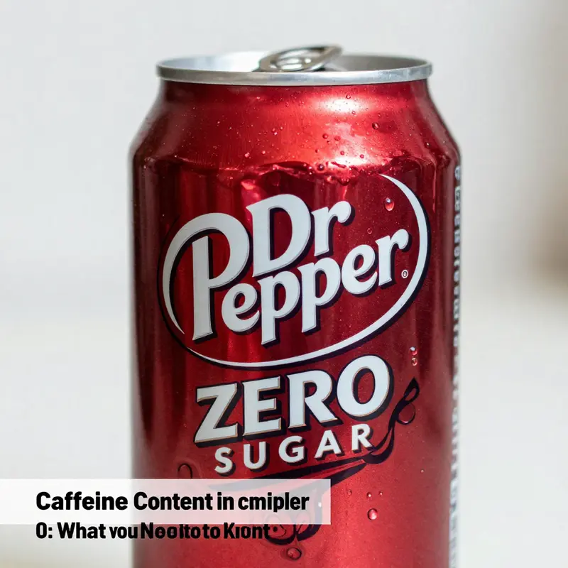 A visual breakdown of Dr Pepper Zero Sugar, emphasizing its caffeine content.