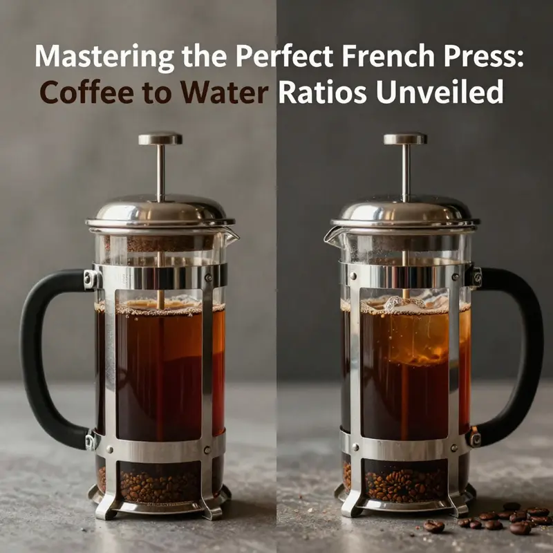 Visual representation of the ideal coffee-to-water ratio for French press brewing.