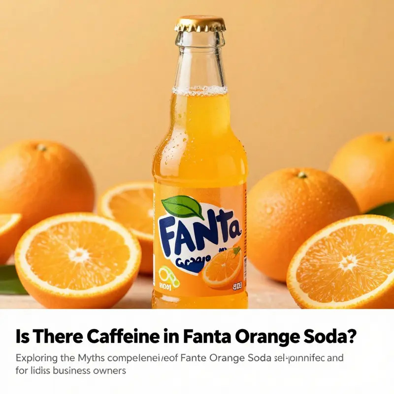 A bright and colorful image of Fanta Orange Soda with fresh oranges, illustrating its vibrant flavor and caffeine-free status.