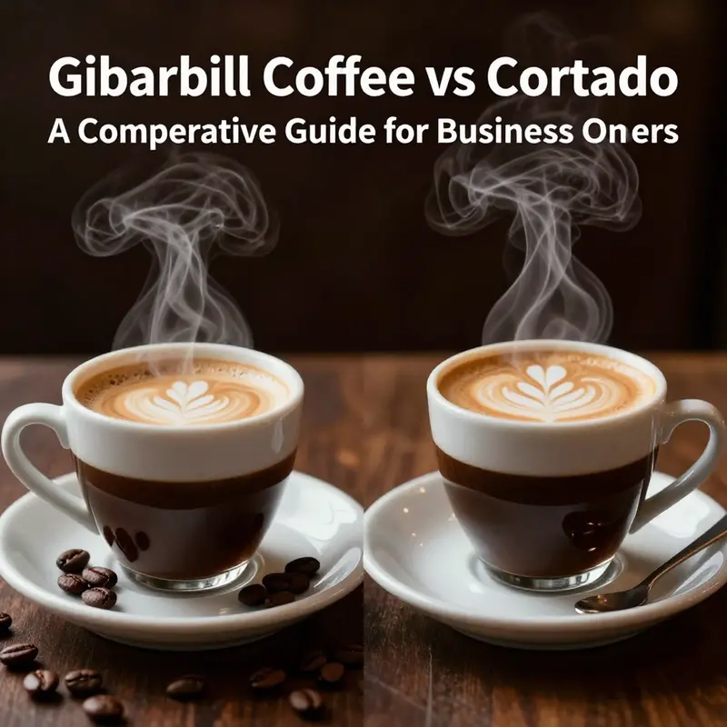 The unique origins and names of Gibraltar coffee and cortado, symbolized through their distinct serving vessels.
