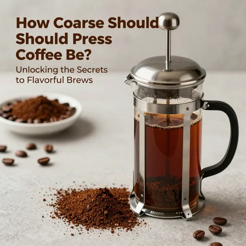 A cozy setup featuring a French press with freshly brewed coffee, coarse ground coffee scattered around, showcasing the essential elements of a quality coffee experience.