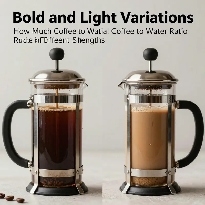 A French press with the standard coffee-to-water ratio setup, showcasing the balance needed for an ideal brew.