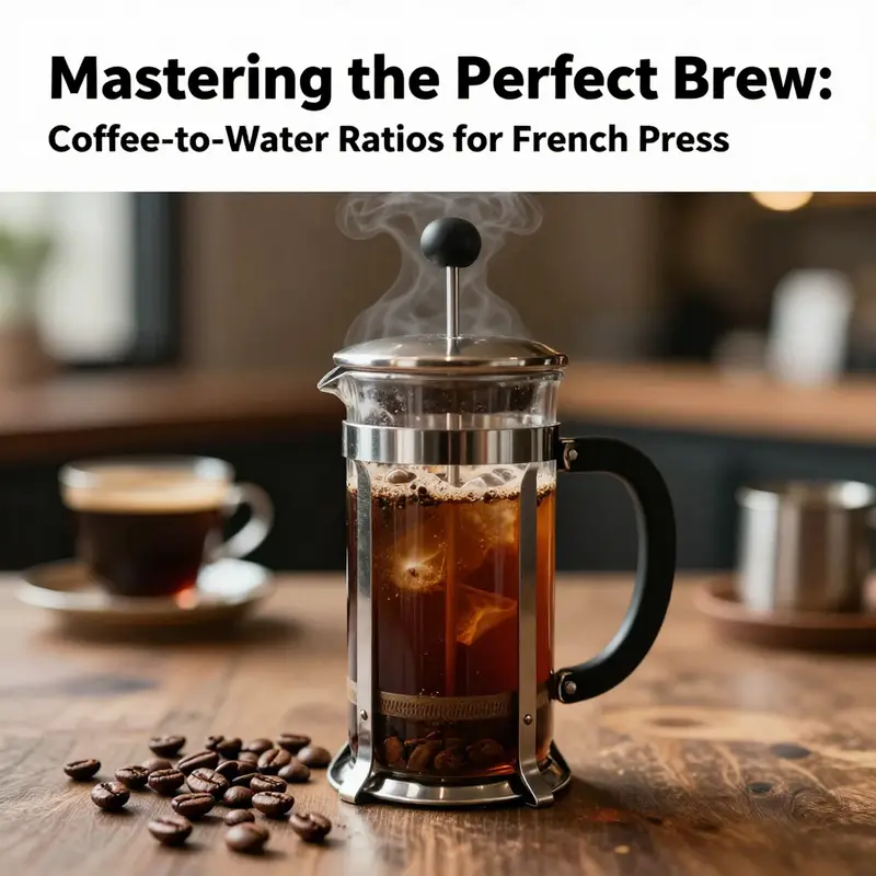 An inviting French press coffee brewing setup with fresh coffee beans and steam.