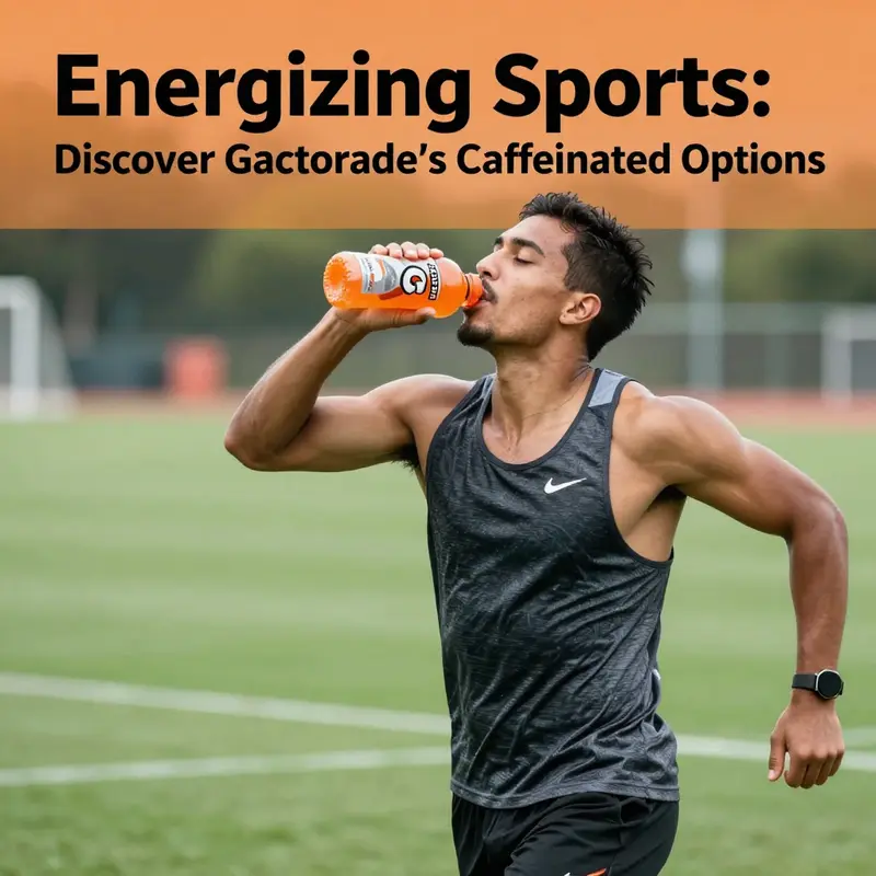 An overview of Gatorade’s range of caffeinated drinks emphasizes their vibrant branding and athletic appeal.
