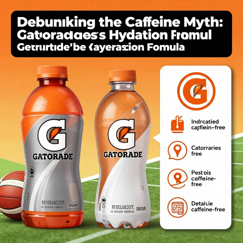 Gatorade’s ingredient breakdown showcasing its caffeine-free formulation for hydration.