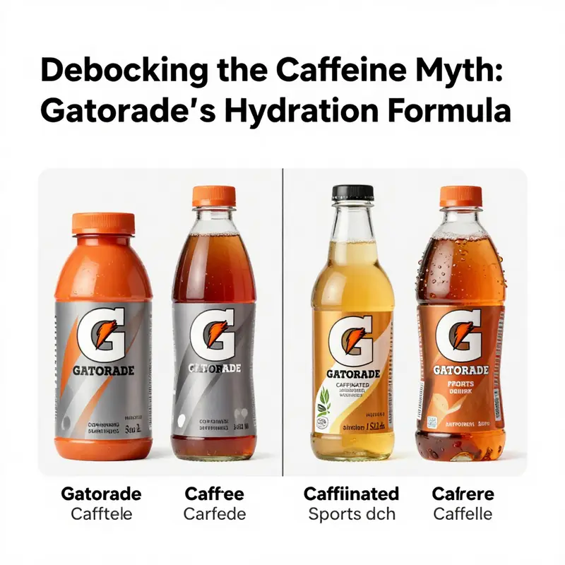 Gatorade’s ingredient breakdown showcasing its caffeine-free formulation for hydration.