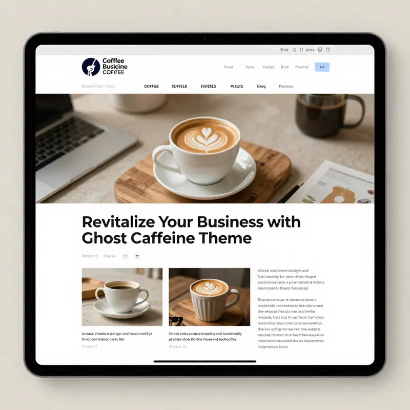 Stylish blog interface with coffee elements reflecting the essence of the Ghost Caffeine Theme.