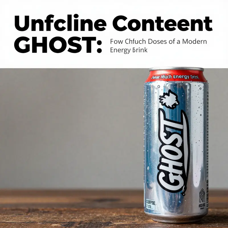 A GHOST Energy drink can highlighting the caffeine content of 200 mg.