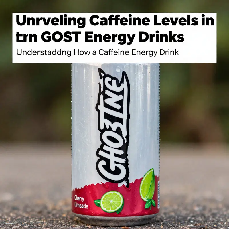 Detailed view of GHOST Energy Drink can focusing on caffeine content and flavor.