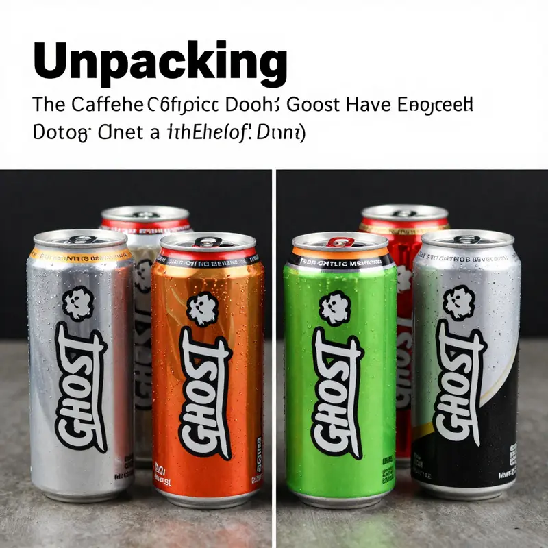 A GHOST Energy drink can highlighting the caffeine content of 200 mg.