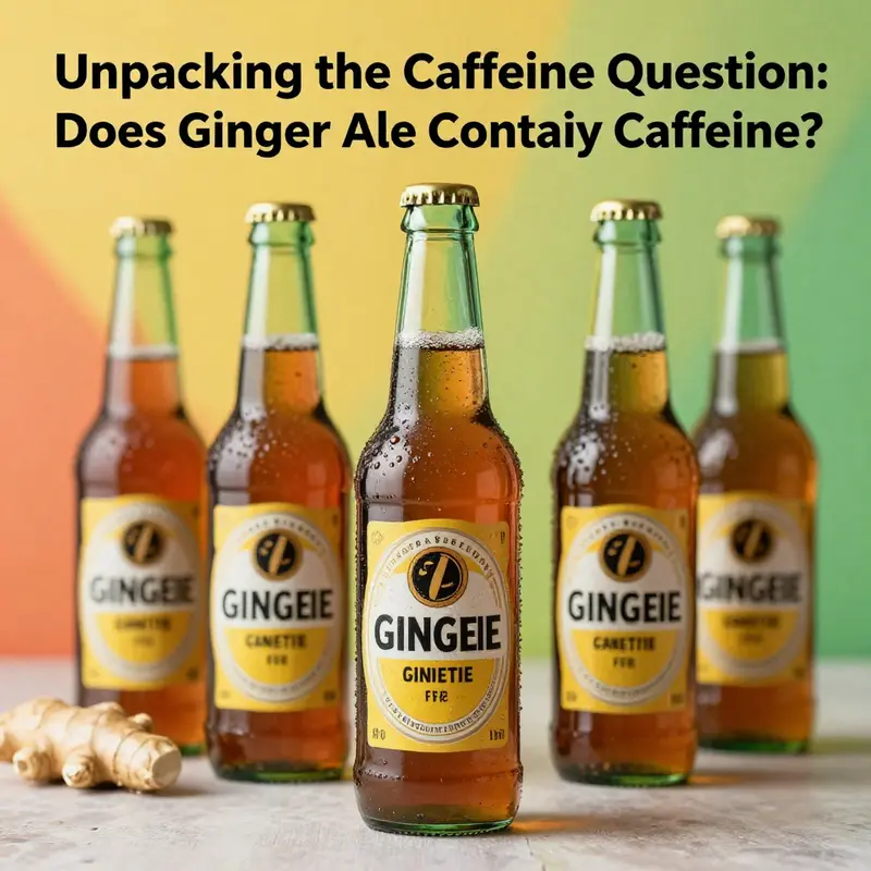 An engaging visual of ginger ale bottles set against a lively background, signifying their caffeine-free nature.