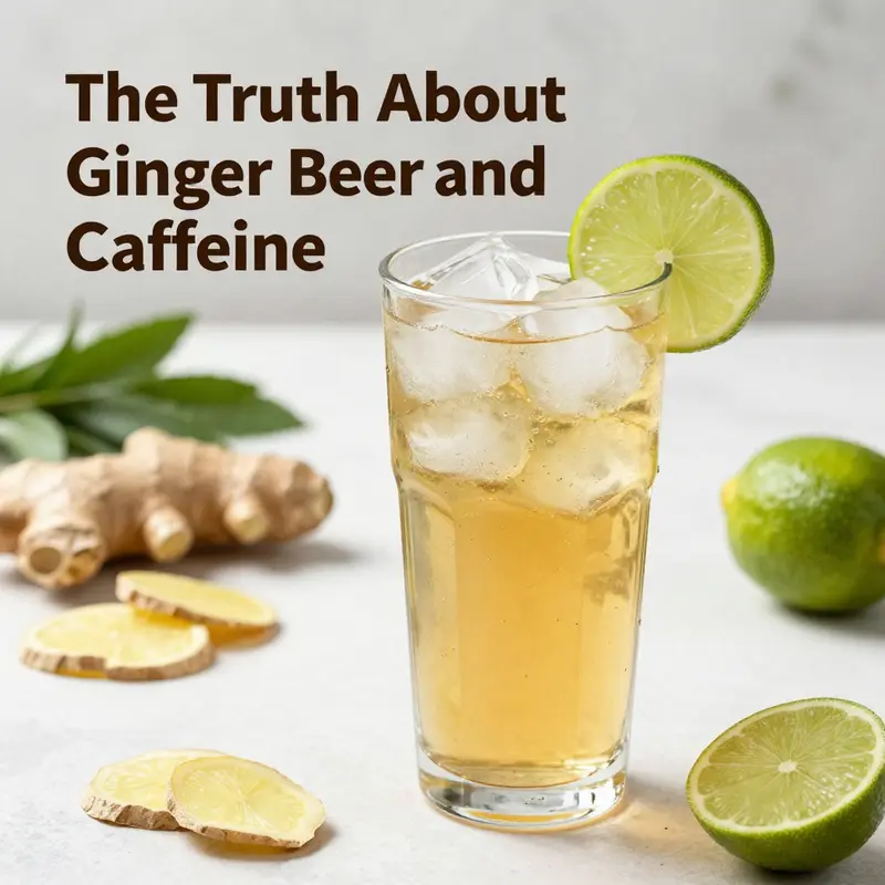 Ginger beer bottles with refreshing aesthetics, emphasizing the caffeine-free nature of the drink.
