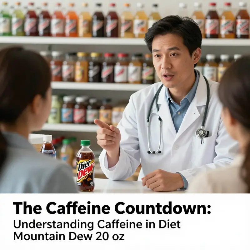 Visual representation of the caffeine content in Diet Mountain Dew and its measurement.