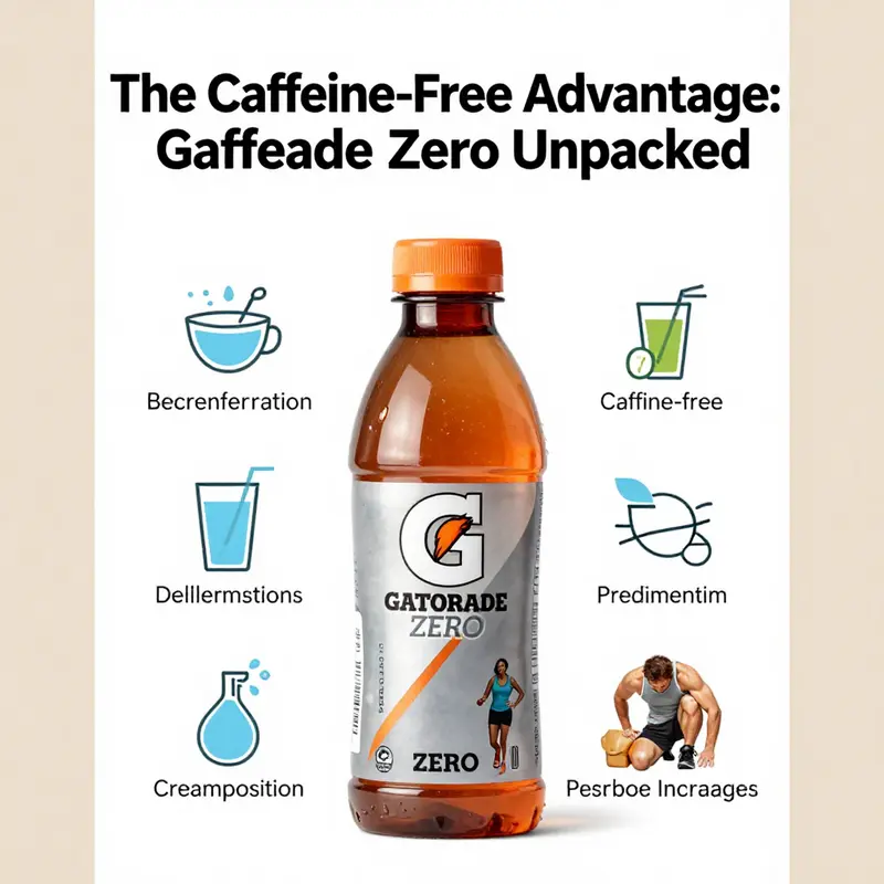 Gatorade Zero bottle highlighting its caffeine-free label in a sports context.