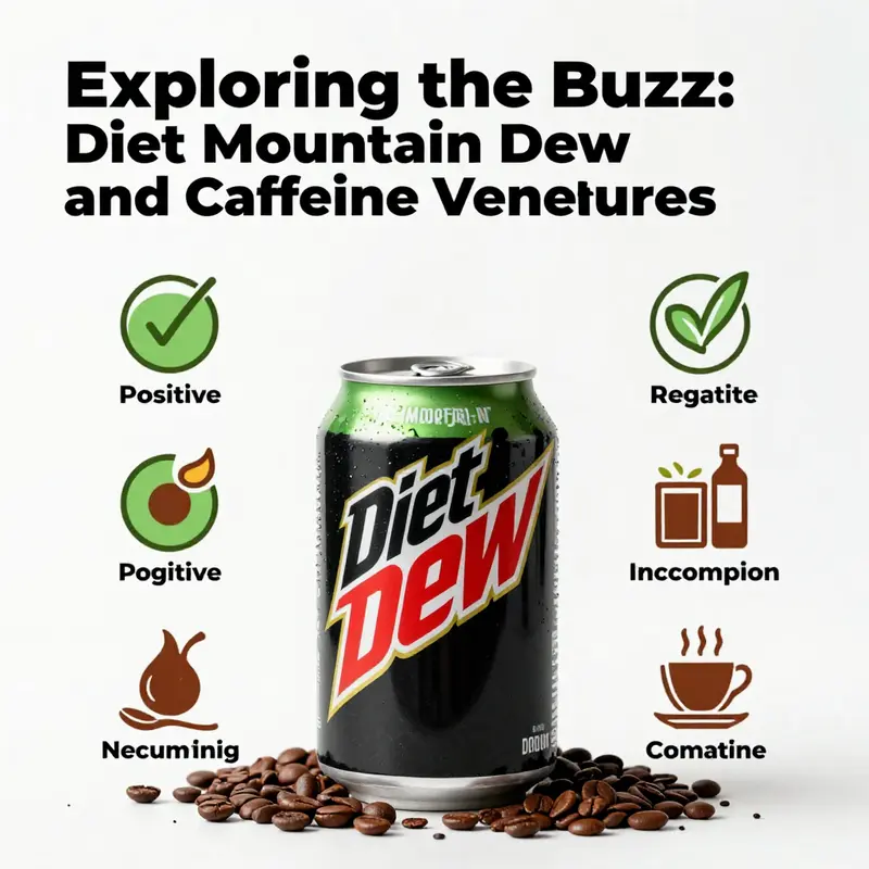 An infographic illustrating Diet Mountain Dew’s caffeine levels alongside competing beverages.