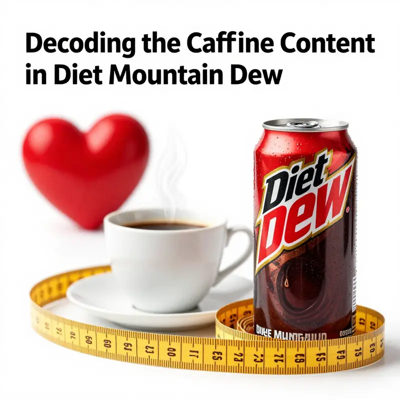 An informative look at the caffeine content in a Diet Mountain Dew can.