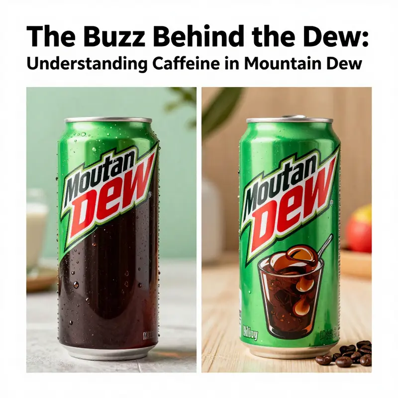 Illustration of the varying caffeine levels in different Mountain Dew products.