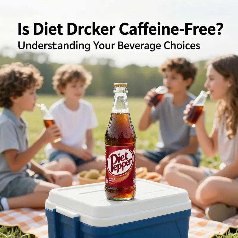 A chilled can of Diet Dr Pepper signaling its caffeine-free nature.
