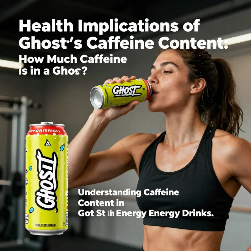 An infographic detailing the caffeine content in GHOST Energy drinks and comparisons with other beverages.
