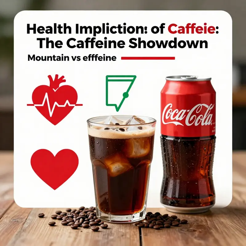 A visual breakdown showing the caffeine content difference between Mountain Dew and Coca-Cola.