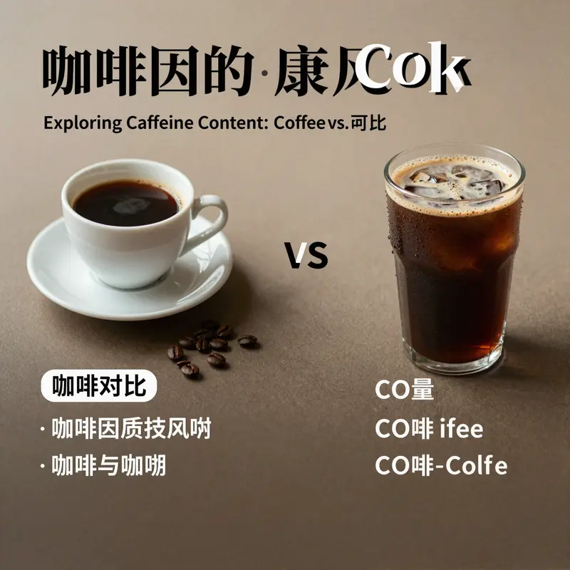 Infographic comparing caffeine content per volume of coffee and coke.