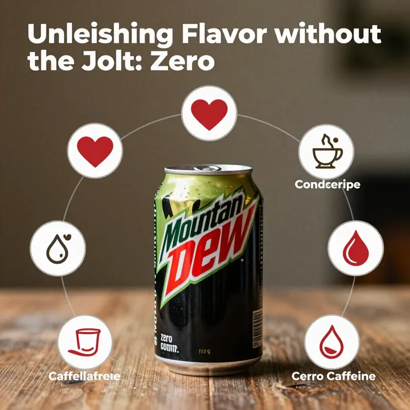 Mountain Dew Zero Caffeine showcases a crisp and refreshing appeal, perfect for consumers avoiding caffeine.