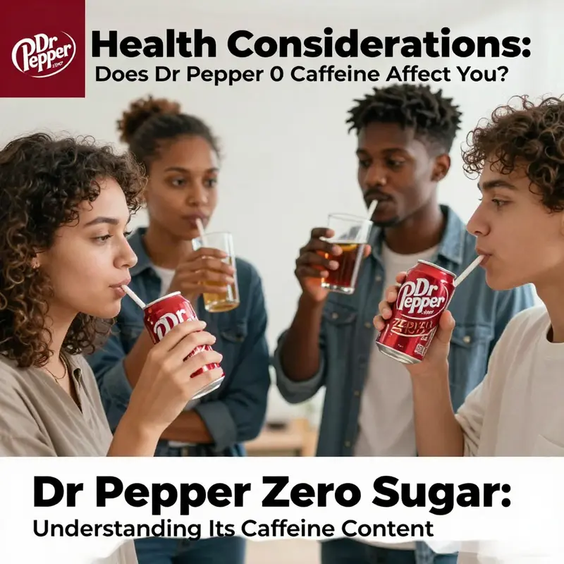 A visual breakdown of Dr Pepper Zero Sugar, emphasizing its caffeine content.