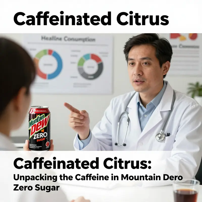 The unmistakable can of Mountain Dew Zero Sugar highlighting its caffeine content.